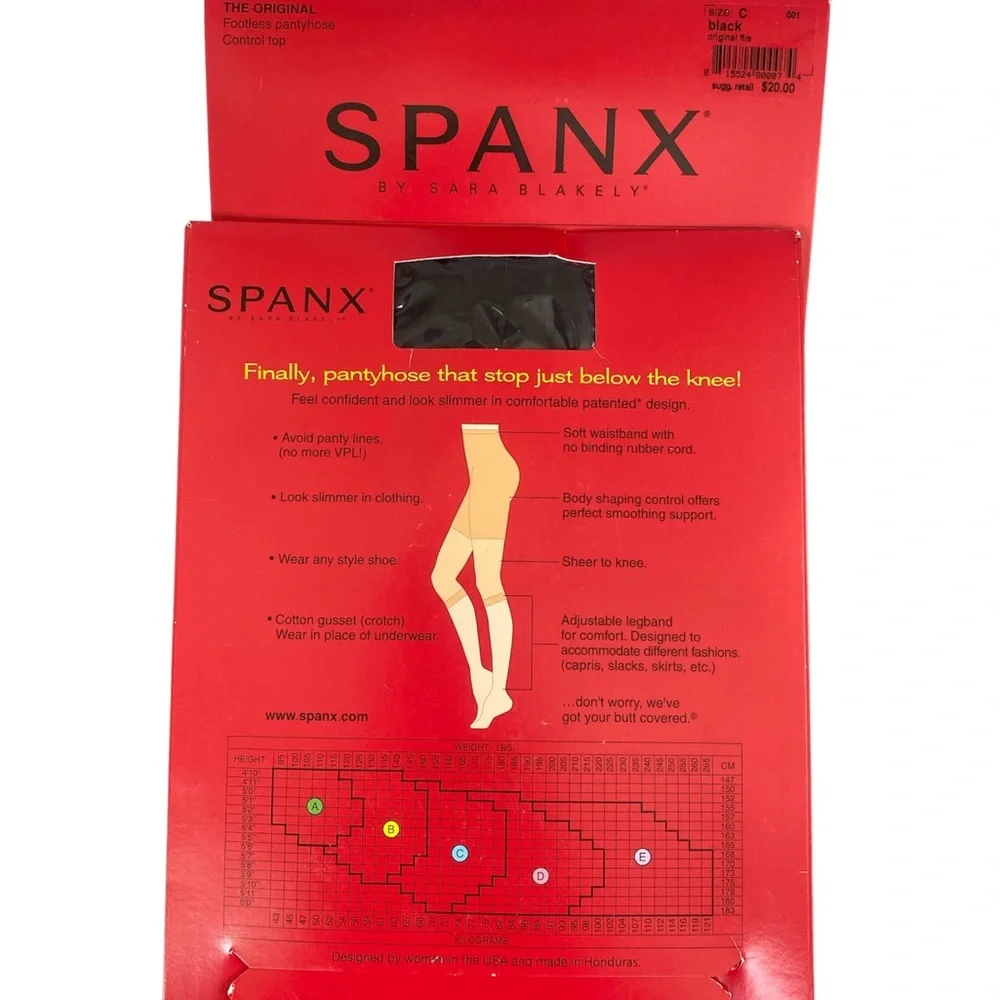 Spanx Original Footless Bodyshaping Pantyhose Size C Black Sara Blakey